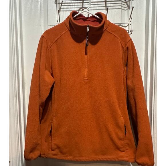 VTG LL Bean Men's Long Sleeve Snap Button Pullover Jacket Orange Size XL 1/4 zip - Picture 1 of 6